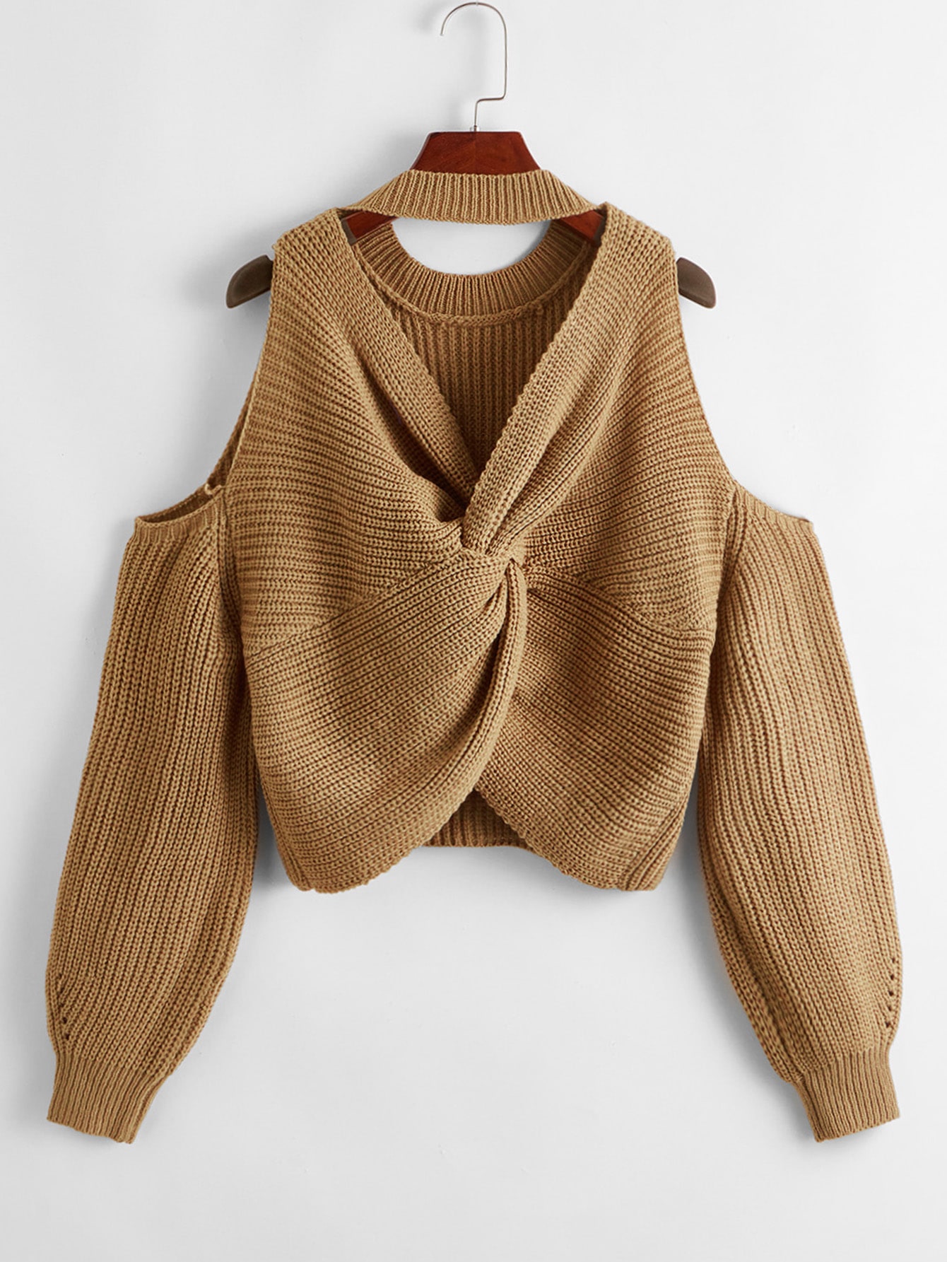 Our Twist Back Cold Shoulder Sweater is such a vibe ROMWE