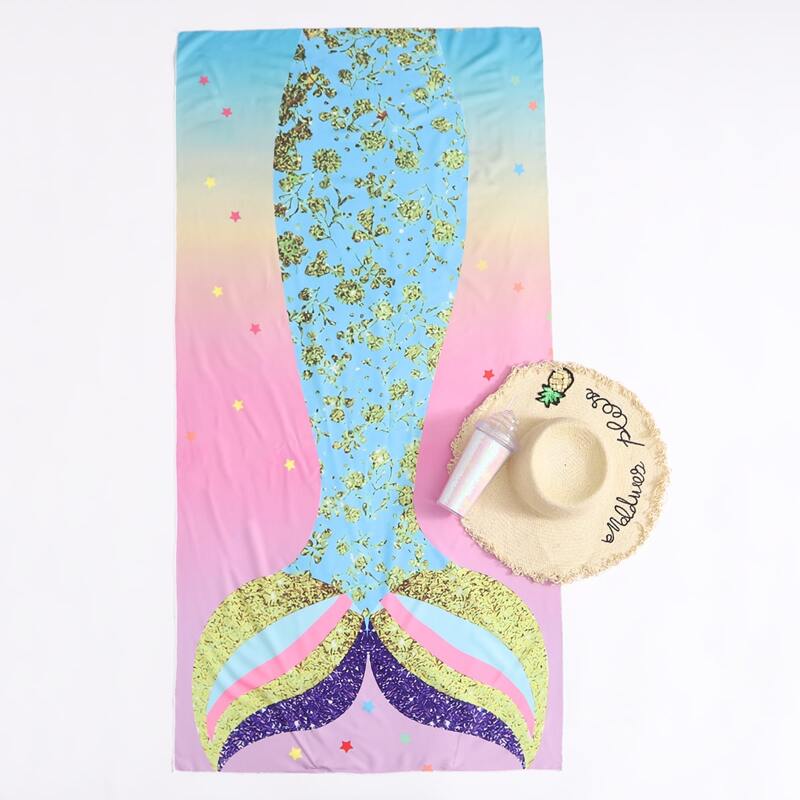 

Mermaid Tail Print Beach Blanket, Multicolor