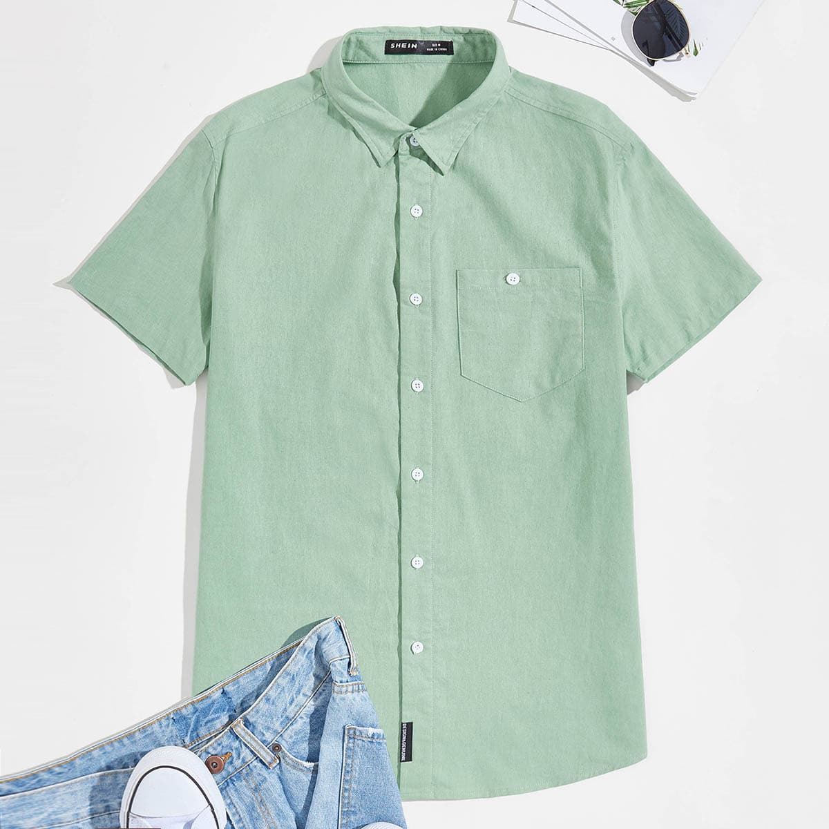 

Guys Patch Pocket Shirt, Pastel mint green