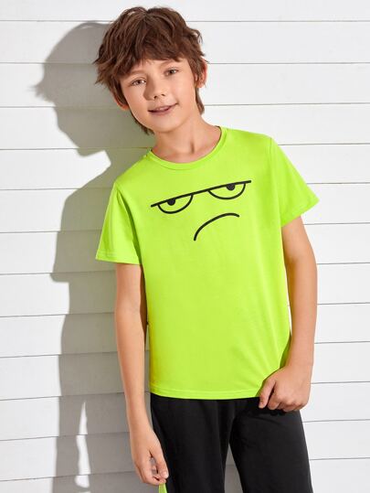 boys lime green cartoon graphic tee