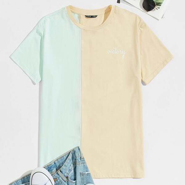 

Men Letter Graphic Colorblock Top, Multicolor