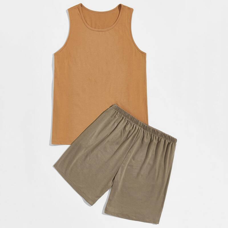 

Guys Solid Tank Top & Shorts, Multicolor