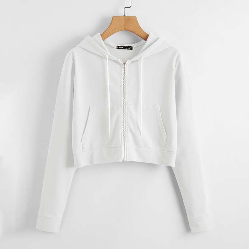 

Kangaroo Pocket Zip Hoodie, White
