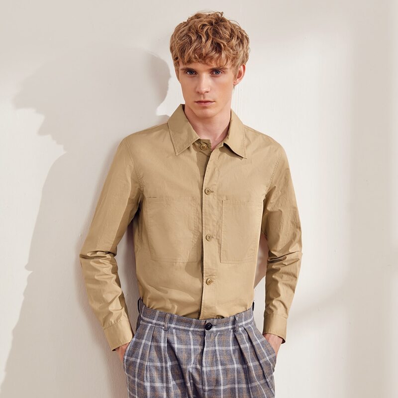 

Guys Symmetrical Pocket Patched Shirt, Khaki