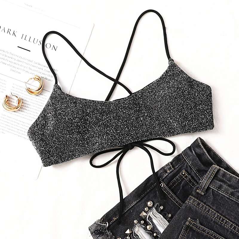 

Glitter Bikini Top, Black