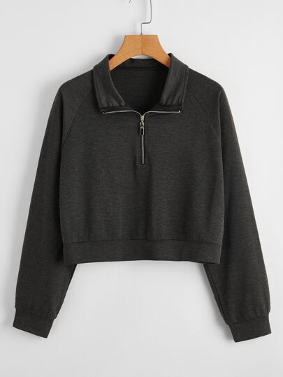 Half Zip Raglan Sleeve Sweatshirt
