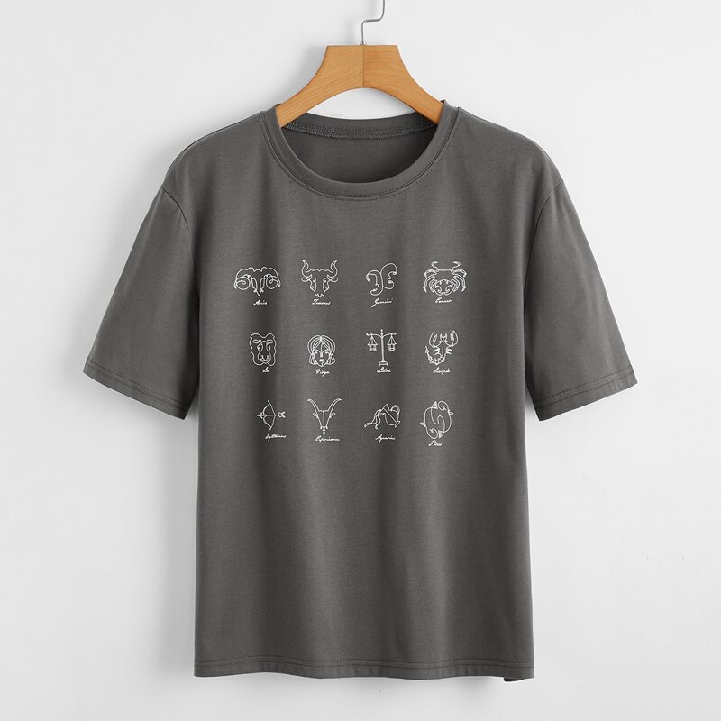 

Cartoon Graphic Tee, Dark grey