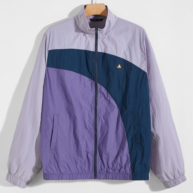 

Men Patched Detail Colorblock Jacket, Multicolor
