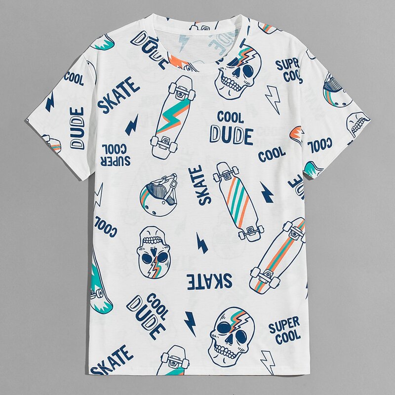

Guys Skull Print Tee, White