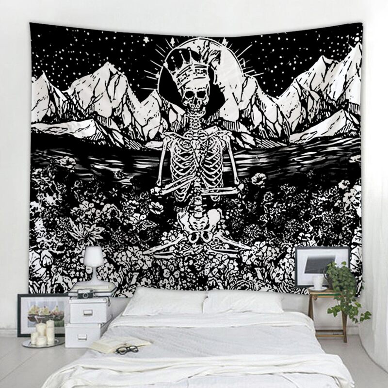 

Skeleton Print Tapestry, Black and white