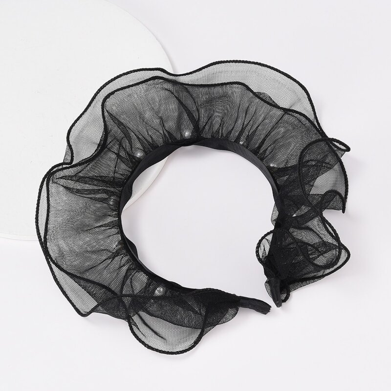 

Faux Pearl Decor Lace Hair Hoop, Black