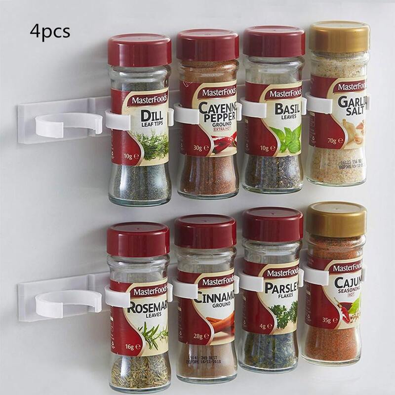 

4pcs Wall Mount Seasoning Bottle Holder, White