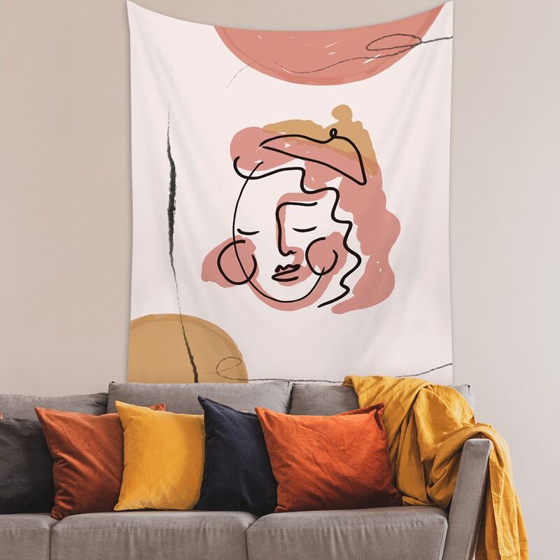 

Abstract Face Print Tapestry, Multicolor