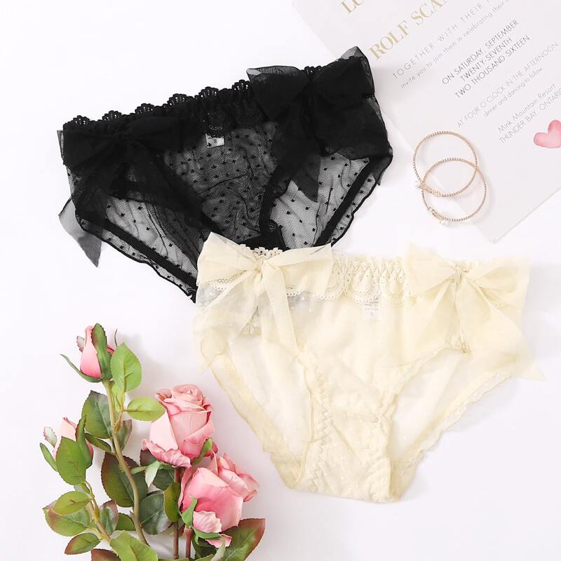 

2pack Bow Front Clip Dot Panty Set, Multicolor