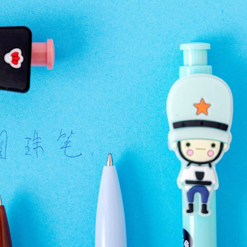 

6pcs Cartoon Figure Gel Pen, Blue