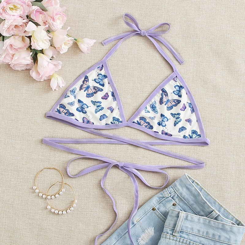 

Butterfly Triangle Crisscross Bralette, Multicolor