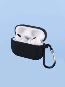 1pc Solid AirPods Pro Case - Black - View 1