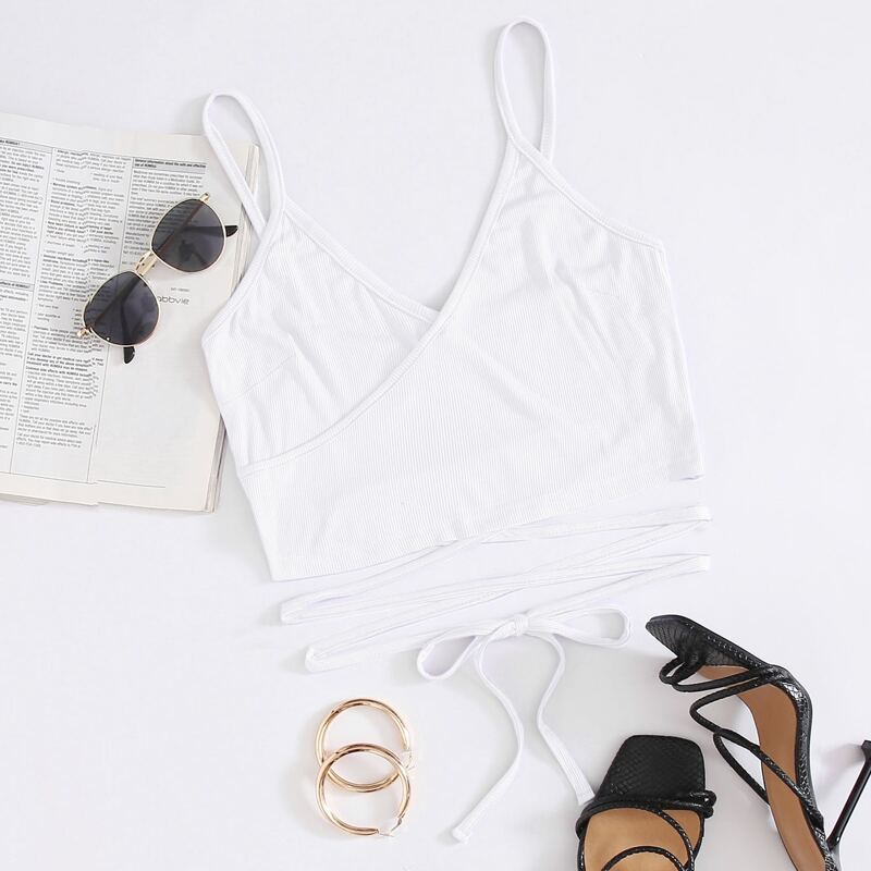 

Crisscross Hem Wrap White Cami