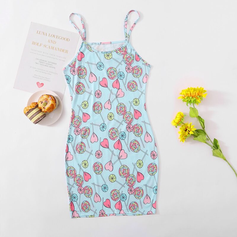 

Lollipop Graphic Cami Dress, Baby blue