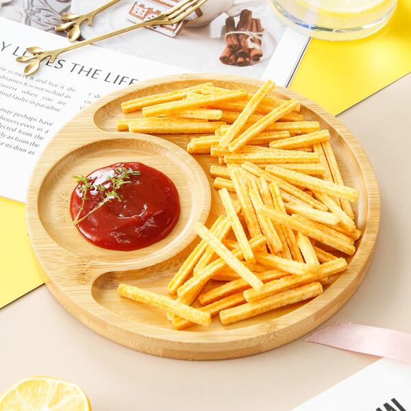 

1pc Round Wooden Tray, Yellow