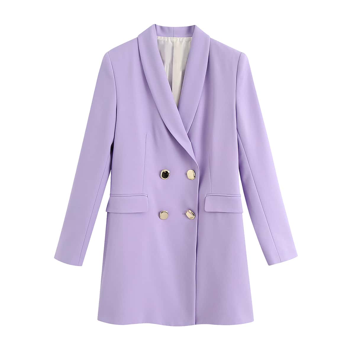 

Double-breasted Shawl Collar Ticket Pocket Blazer, Lilac purple