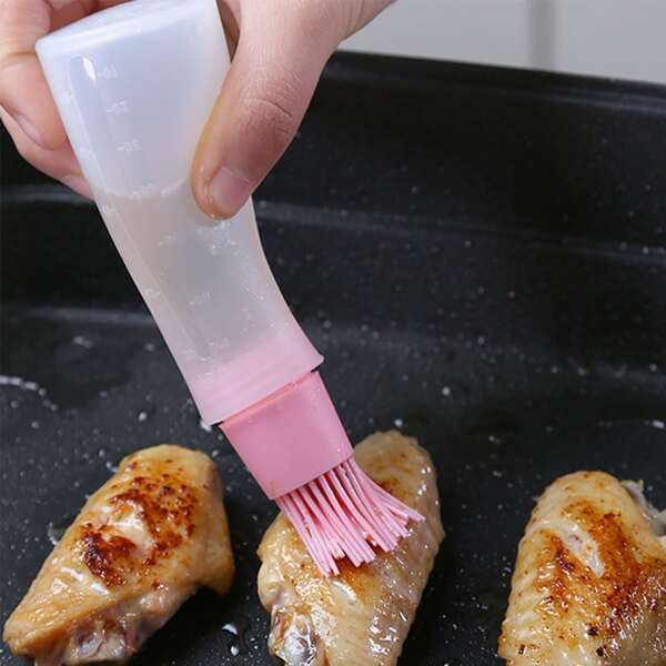 

1pc Silicone Oil Bottle Brush, Pink