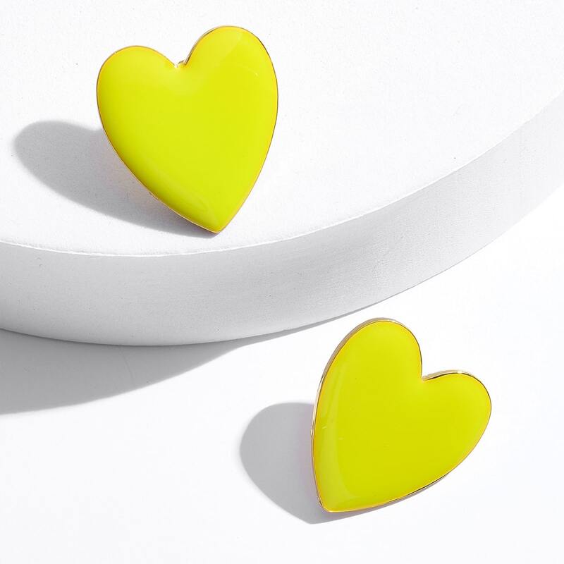 

Oil Drop Heart Shaped Stud Earrings, Yellow