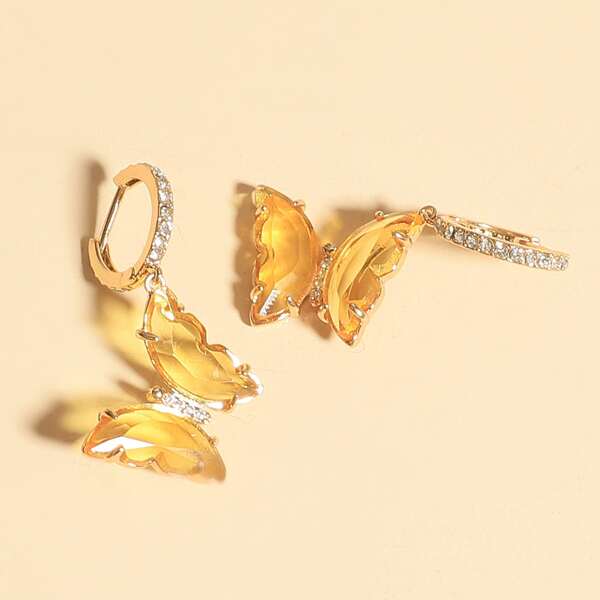 

Crystal Butterfly Drop Earrings, Yellow