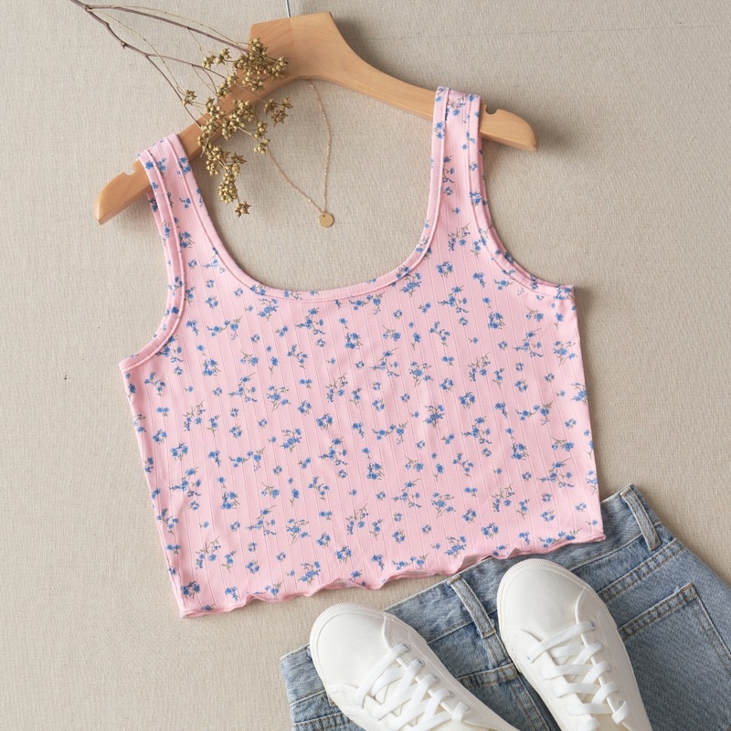 

Ditsy Floral Crop Tank, Baby pink