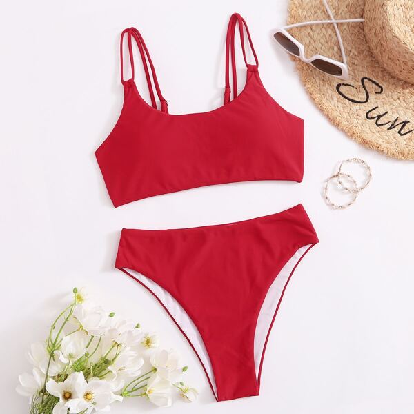 

Double Strap Bikini Swimsuit, Red