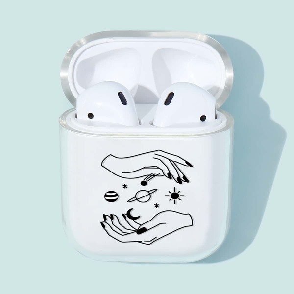 

1шт прозрачный чехол для AirPods с принтом руки