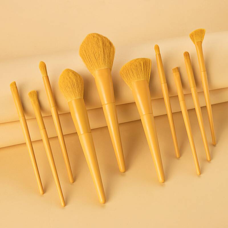 

10pcs Soft Makeup Brush Set, Yellow