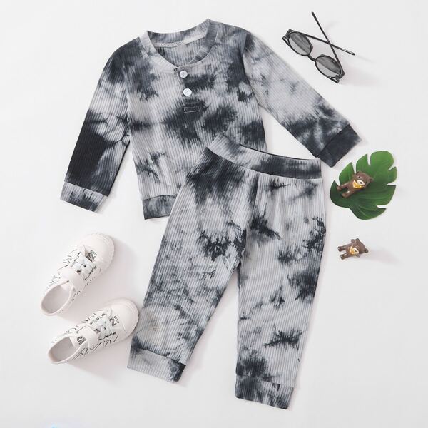 

Toddler Boys Tie Dye Rib-Knit Sweatshirt & Sweatpants, Grey