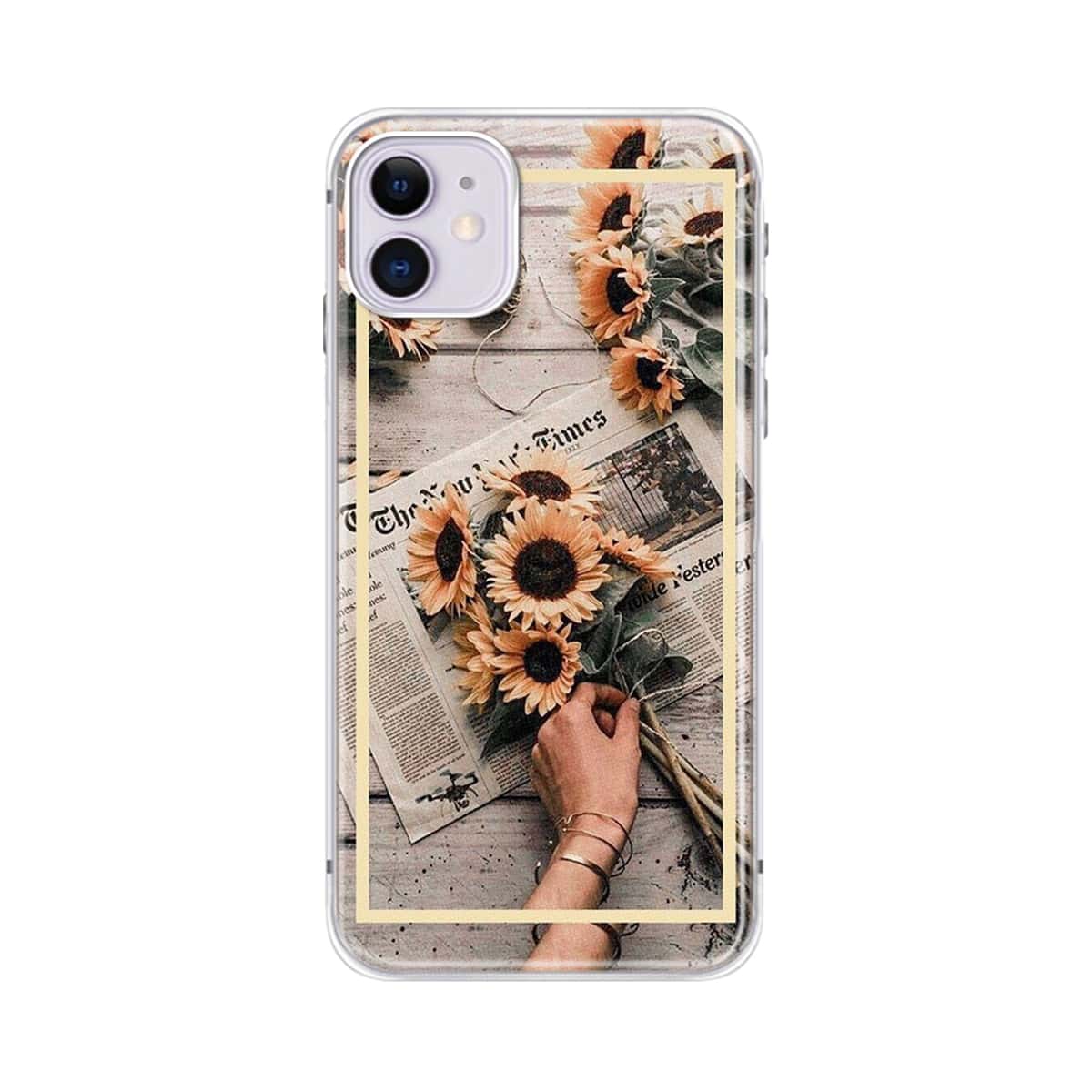 

1pc Flower & Newspaper Print iPhone Case, Multicolor