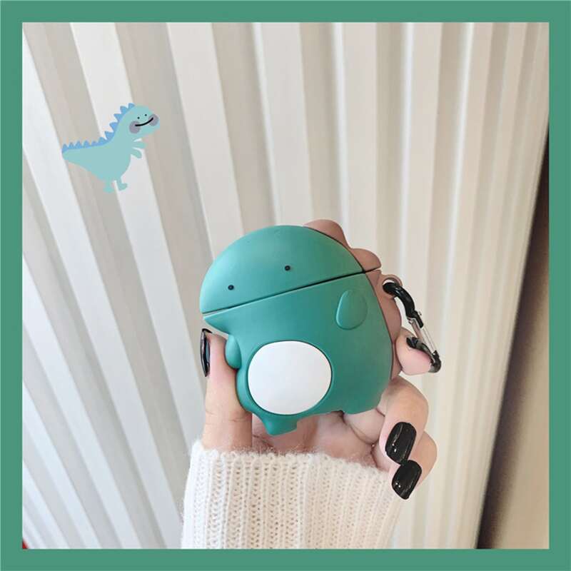 

Cartoon Dinosaur AirPods Case, Cadet blue