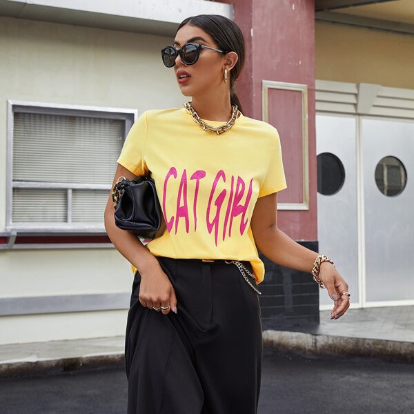 

Letter Graphic Tee, Yellow