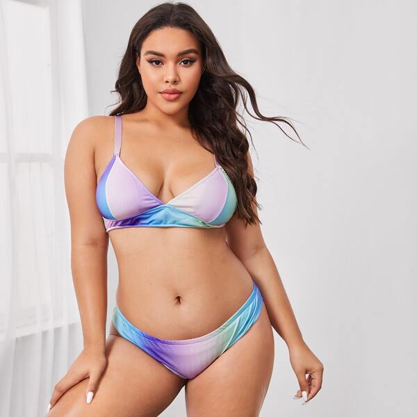 

Plus Ombre Triangle Lingerie Set, Multicolor