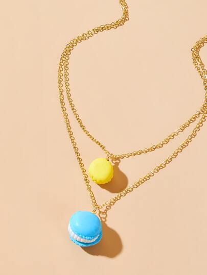 macaron layered chain necklace