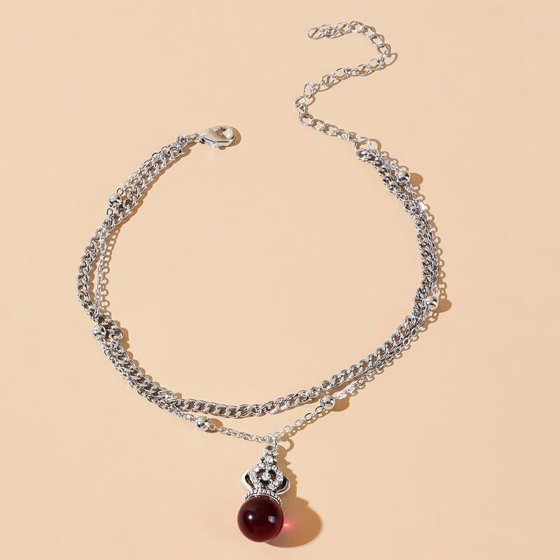 

Crown Chain Anklet, Silver