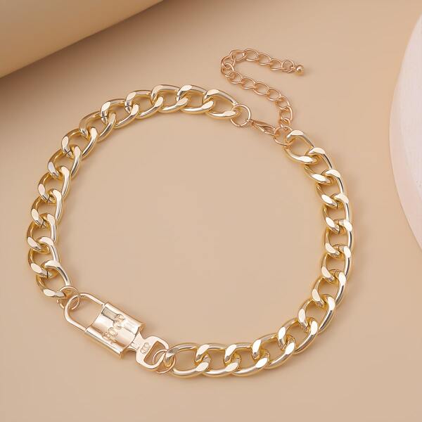 

Lock Decor Chain Necklace, Gold