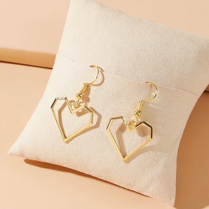 

Heart Drop Earrings, Gold