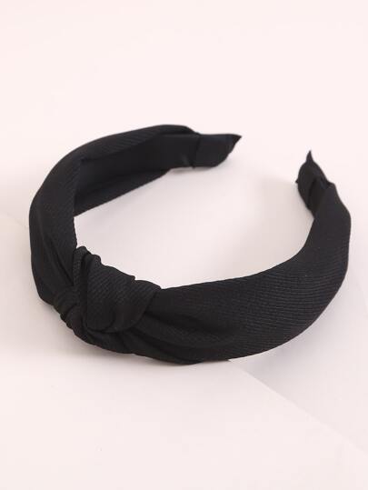 1 قطعة شريط شعر مزين بعقدة قماشية، أكسسوارات شعر أسود، شريط رأس، شريط شعر