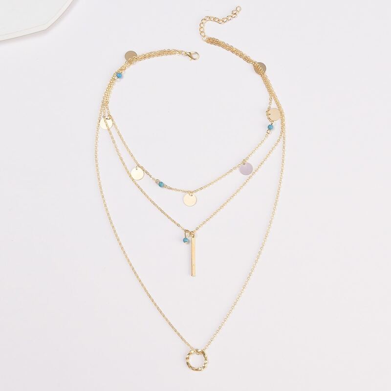 

Bar & Disc Layered Necklace, Gold