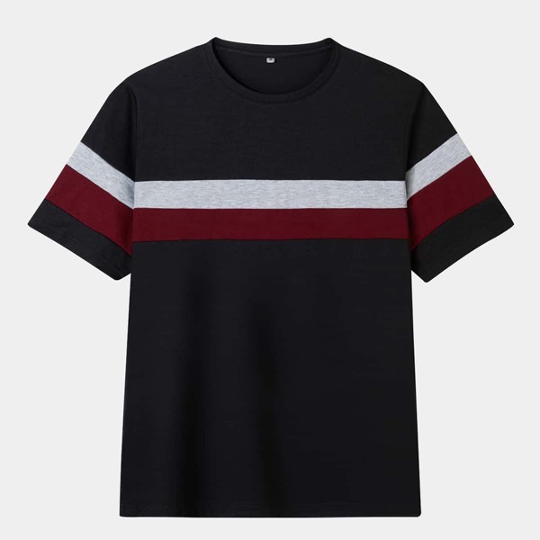 

Men Colorblock Short Sleeve Tee, Black