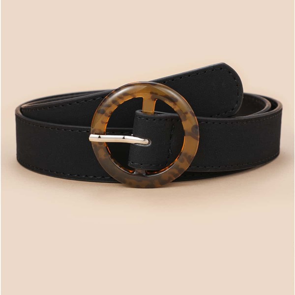 

Leopard Buckle Belt, Black