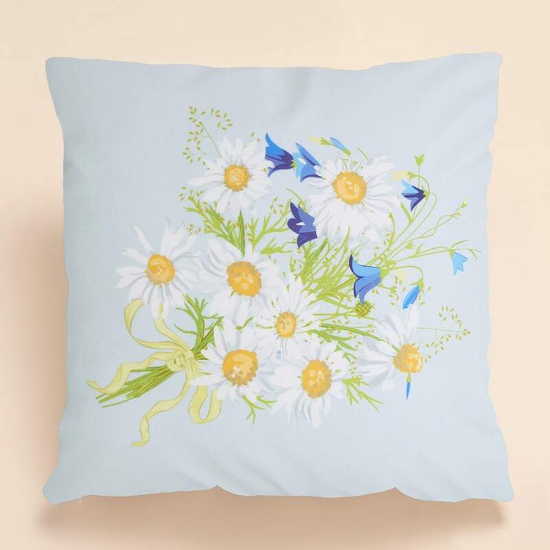 

Daisy Print Cushion Cover Without Filler, Multicolor