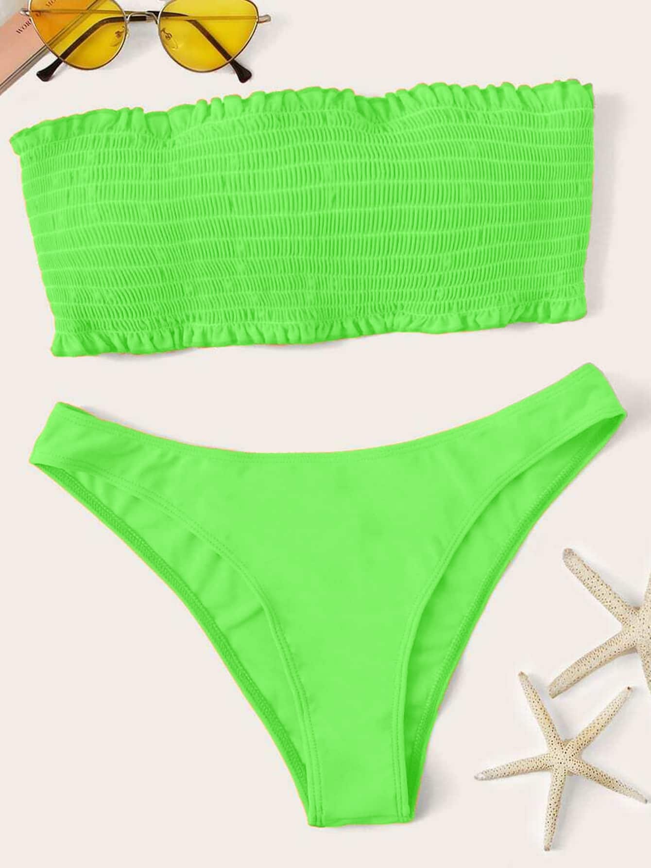 lime green bandeau bikini