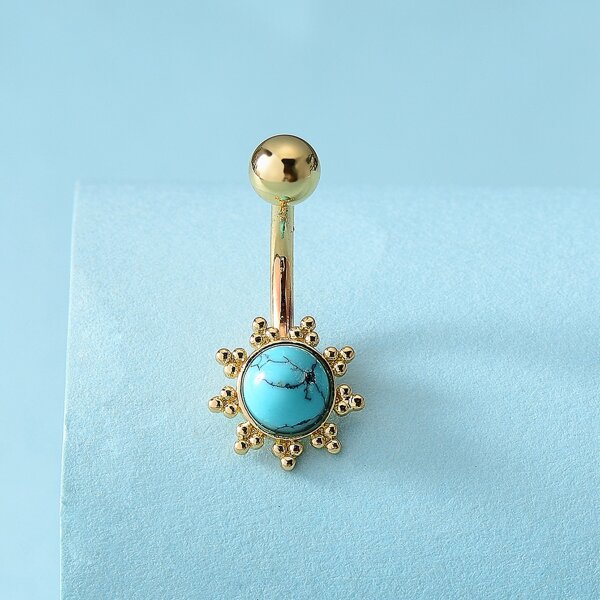 

Round Ball Decor Belly Bar, Gold