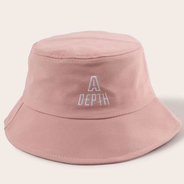 

Letter Embroidered Bucket Hat, Pink