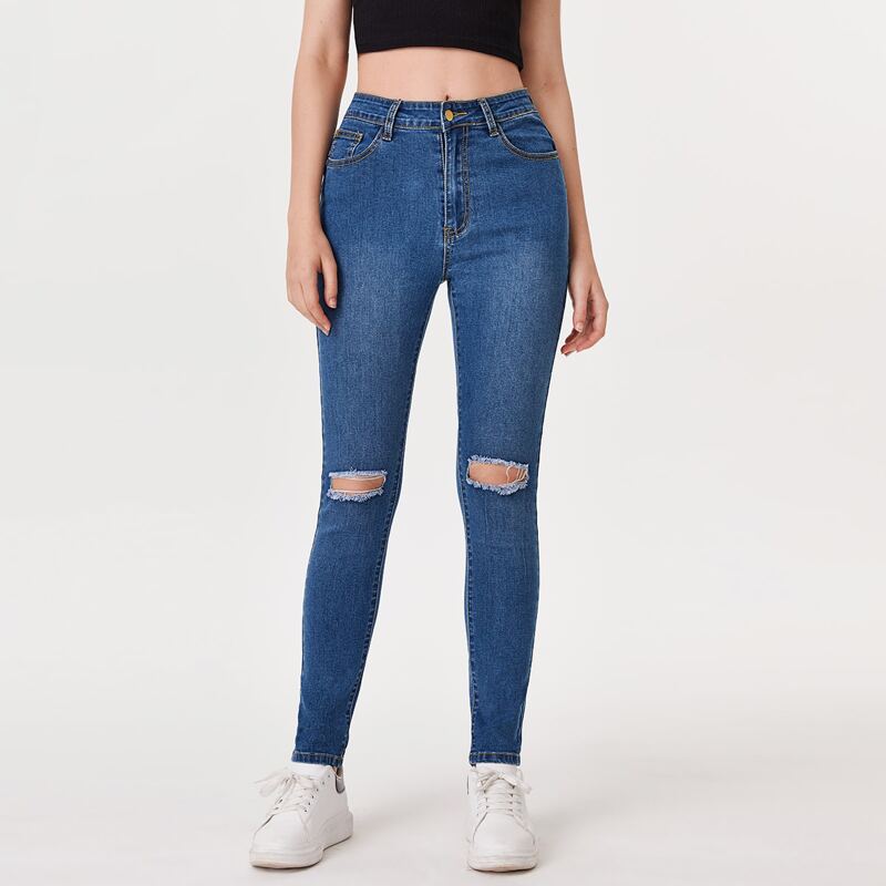 

High Waist Ripped Jeans, Medium wash